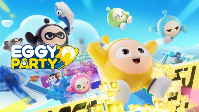 Karakter lucu berbentuk telur di game Eggy Party