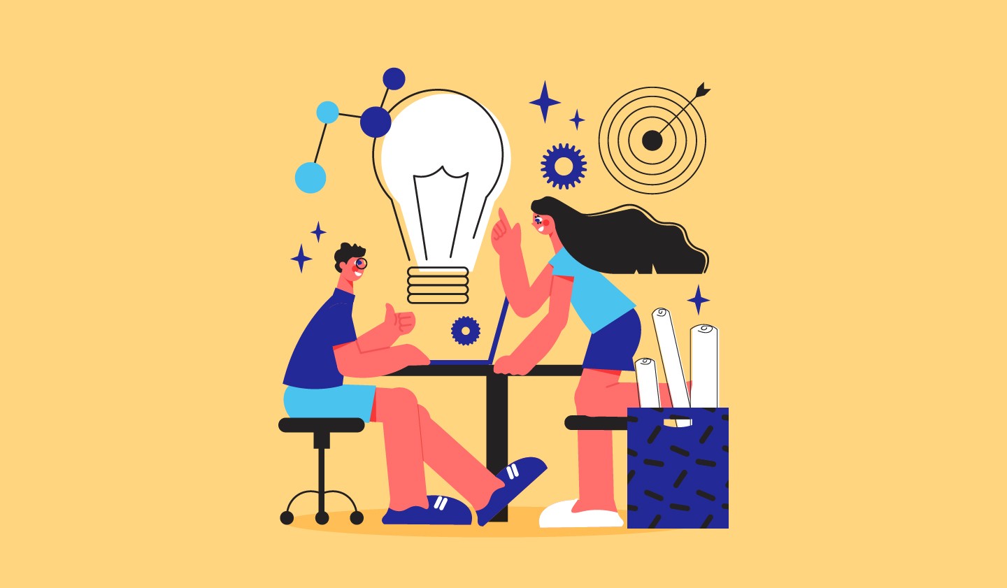 Pekerja Kreatif Sedang Bekerja di Studio pekerja kreatif sedang membuat desain di studio modern