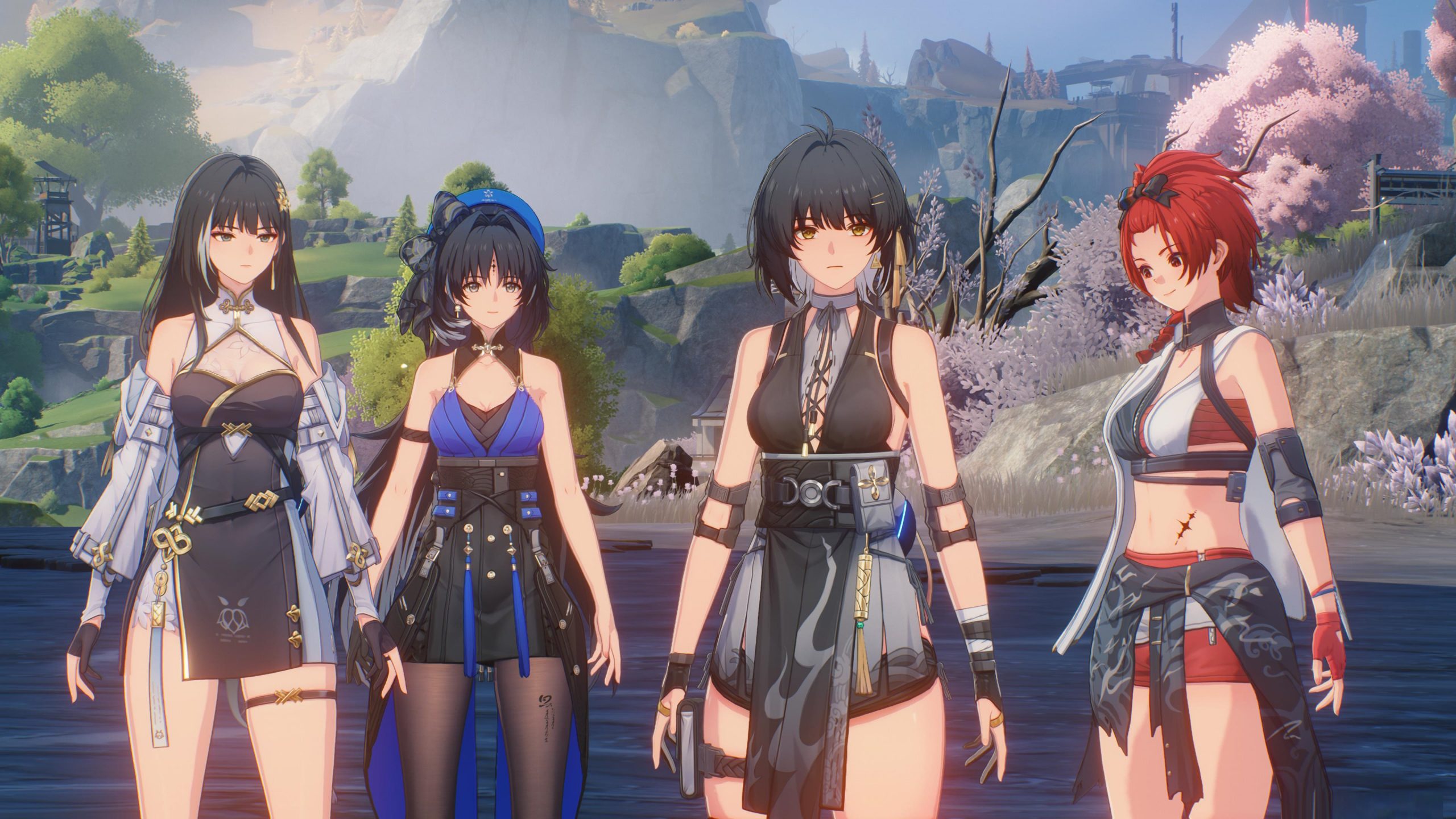 Wuthering Waves Battle Scene Pertarungan karakter di Wuthering Waves dengan skill dan efek visual