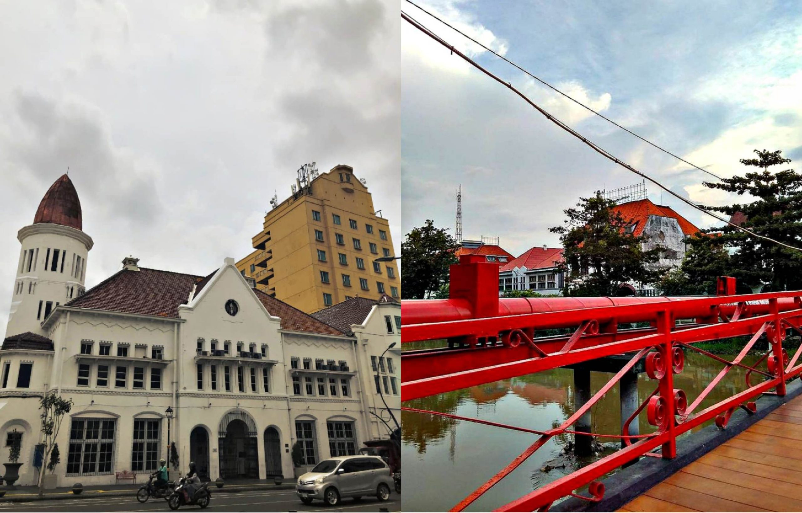Kawasan Kota Tua Surabaya dengan Bangunan Kolonial Kota Tua Surabaya dengan deretan bangunan kolonial bersejarah
