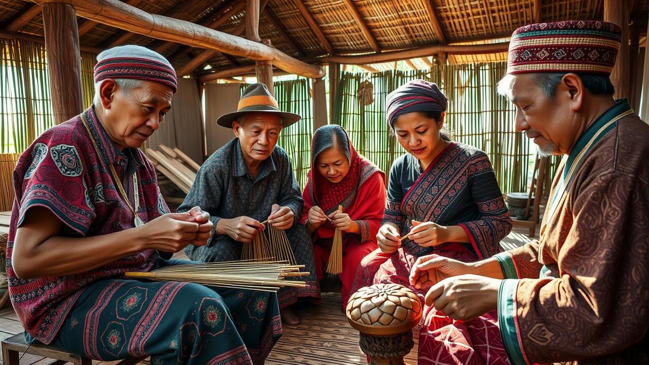 komunitas budaya lokal sedang mengadakan kegiatan tradisi di era modern