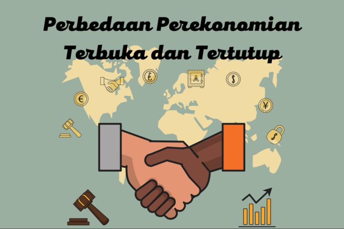 Perbandingan Sistem Ekonomi Terbuka vs Tertutup Ilustrasi perbedaan alur perdagangan pada sistem perekonomian terbuka dan tertutup dalam ekonomi makro.