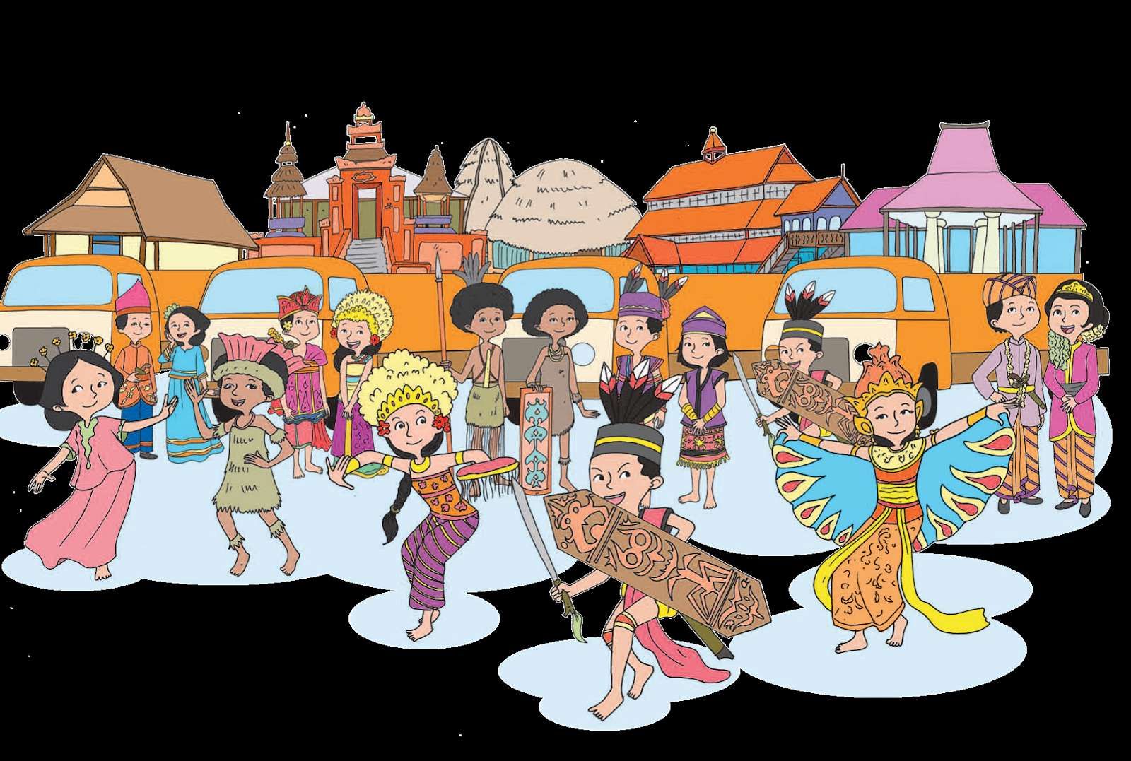 festival budaya lokal indonesia dengan masyarakat mengenakan pakaian adat tradisional