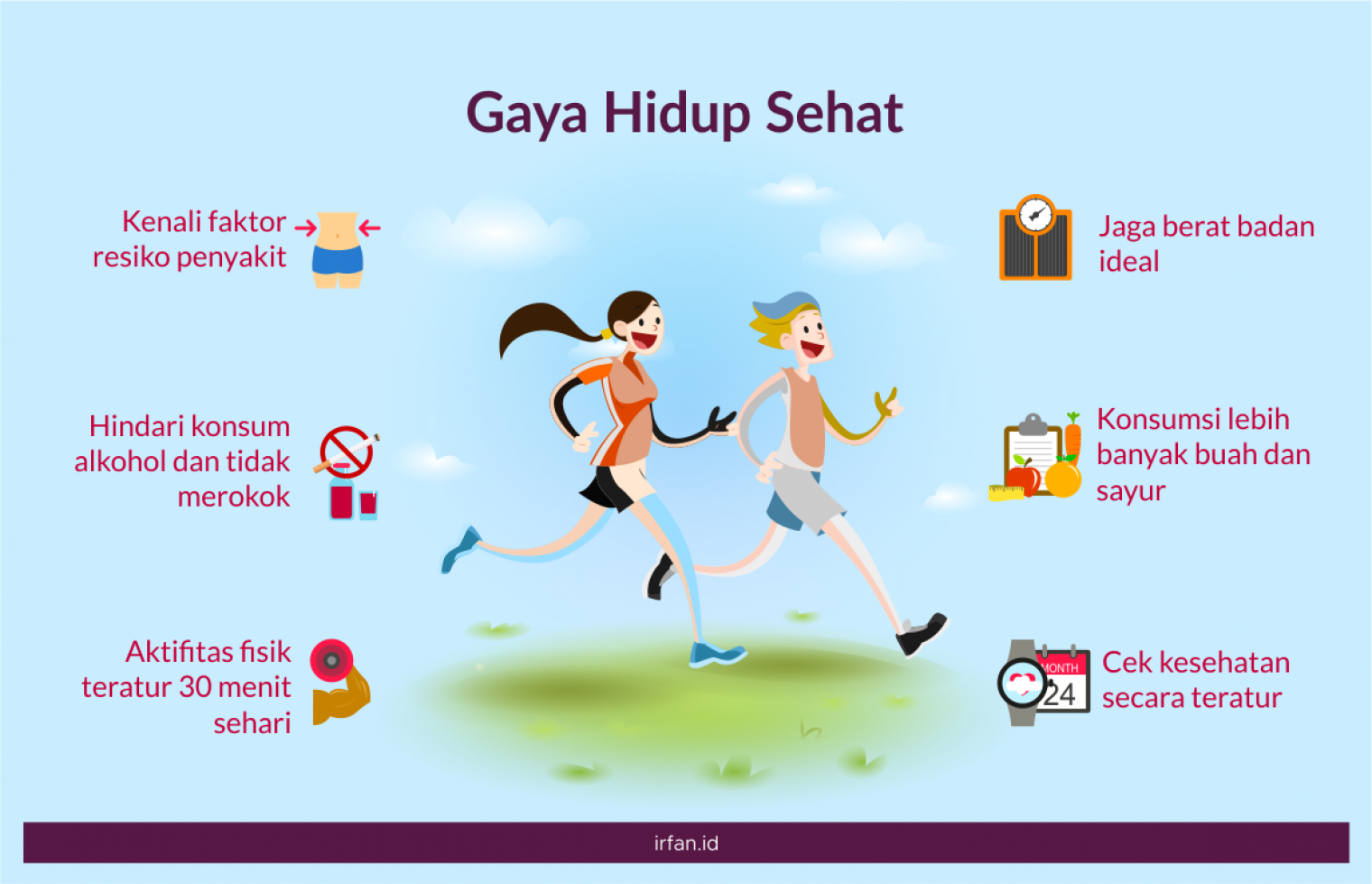 ilustrasi gaya hidup sehat dan produktif dengan olahraga dan kerja teratur