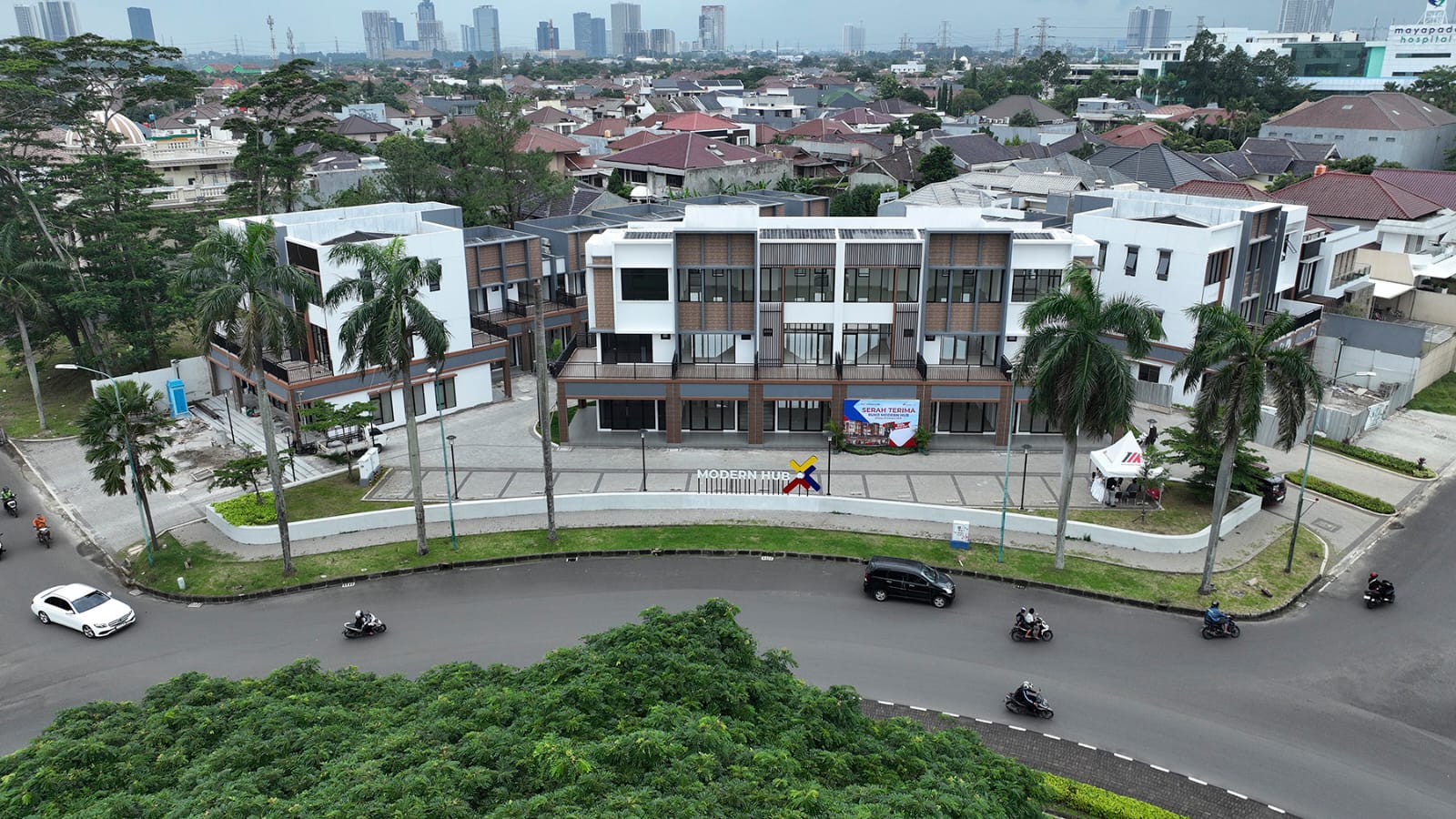 Ilustrasi gaya hidup urban modern di kota besar dengan teknologi dan mobilitas tinggi