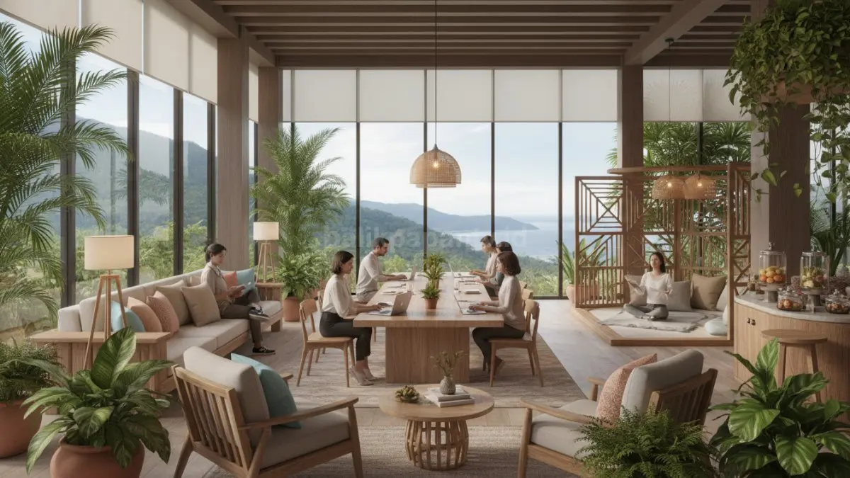 Anak muda menjalani lifestyle modern produktif dengan bekerja menggunakan laptop di kafe modern